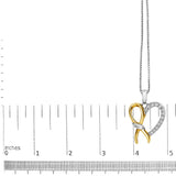10K Yellow Gold Plated .925 Sterling Silver 1/5 Cttw Diamond Ribbon Heart Pendant Necklace (H-I Color, I2-I3 Clarity) - 18
