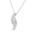 925 sterling silver bypass curve pendant necklace with diamond accent