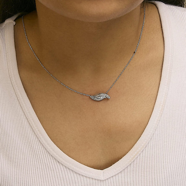 .925 Sterling Silver Diamond Accent Bypass Curve 18