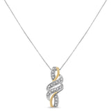 10K Yellow Gold Plated .925 Sterling Silver 1/20 cttw Round Cut Diamond Swirl Pendant Necklace (H-I Color, I2-I3 Clarity)-1 thumbnail 2
