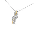 10K yellow gold necklace with round diamond stones in a swirl pendant