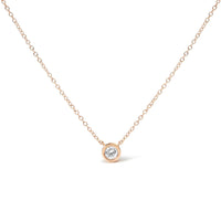 10K Rose Gold 1/5 Carat Round Brilliant-Cut Diamond Modern Bezel-Set Solitaire 16