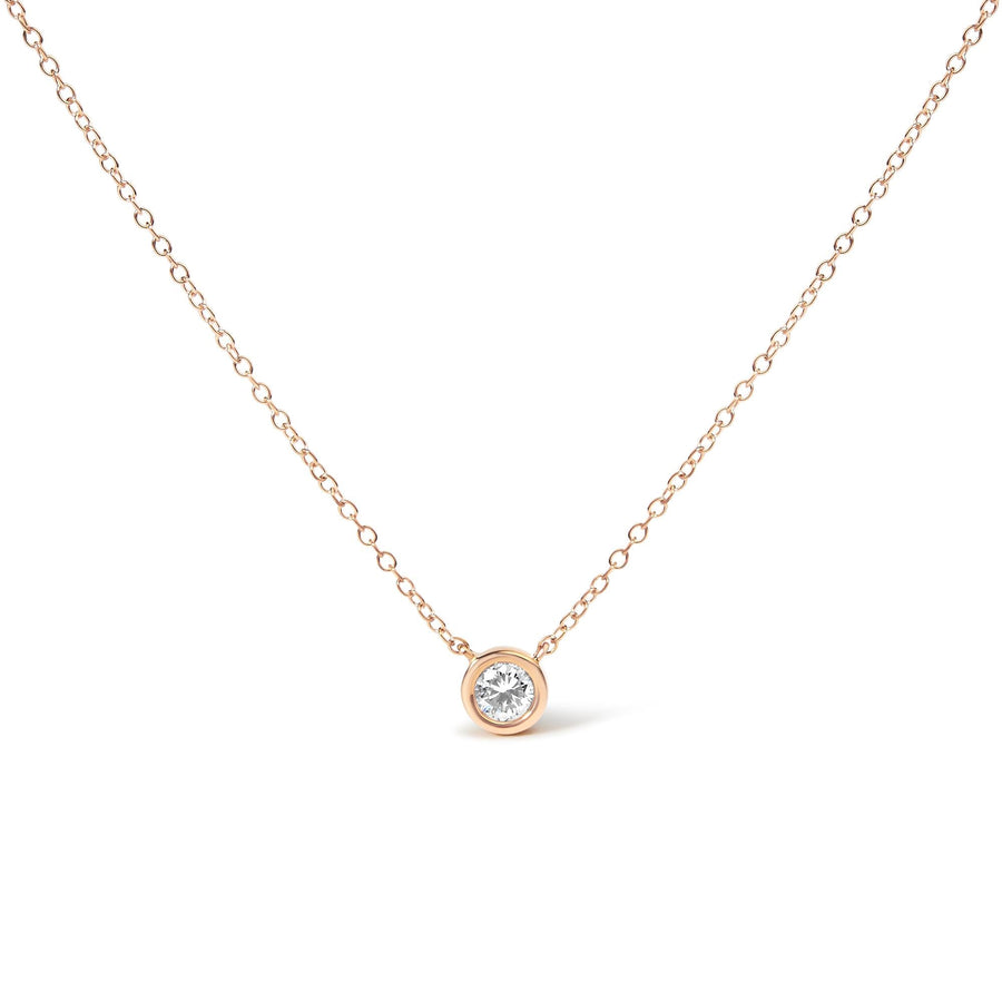 10K Rose Gold 1/5 Carat Round Brilliant-Cut Diamond Modern Bezel-Set Solitaire 16