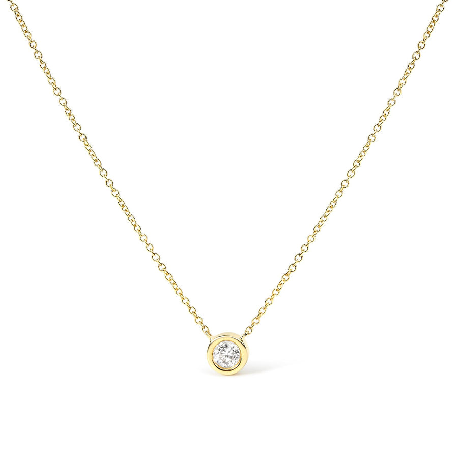 10K Gold Round Brilliant-Cut Diamond Modern Bezel-Set Solitaire 16