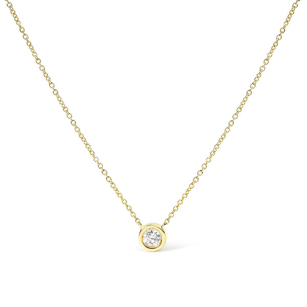 10K Gold Round Brilliant-Cut Diamond Modern Bezel-Set Solitaire 16