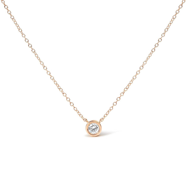 10K Gold Round Brilliant-Cut Diamond Modern Bezel-Set Solitaire 16