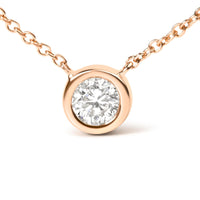 Sterling Silver Bezel-Set Diamond Solitaire Pendant Necklace (1/3 cttw, H-I Color, I1-I2 Clarity)