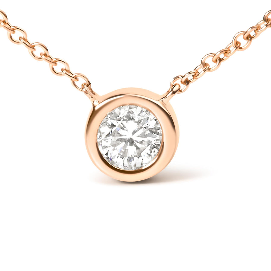 Sterling Silver Bezel-Set Diamond Solitaire Pendant Necklace (1/3 cttw, H-I Color, I1-I2 Clarity)