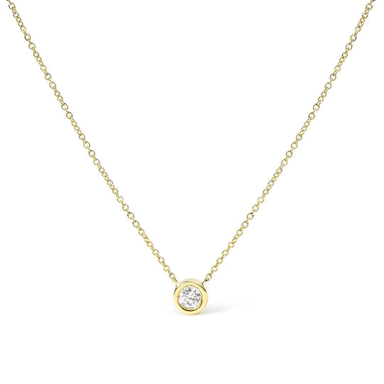 14K Gold Lab Grown Diamond Modern Bezel-Set Solitaire 16"-18" Pendant Necklace (F-G Color, VS2-SI1 Clarity)-0
