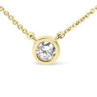 10K Yellow Gold 3/10 Carat Round Brilliant-Cut Diamond Modern Bezel-Set Solitaire 16