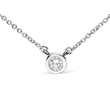 10K White Gold 1/2 Carat Round Brilliant-Cut Diamond Modern Bezel-Set Solitaire 16