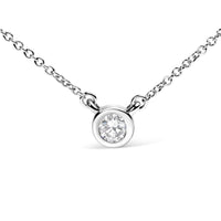 10K White Gold 1/2 Carat Round Brilliant-Cut Diamond Modern Bezel-Set Solitaire 16