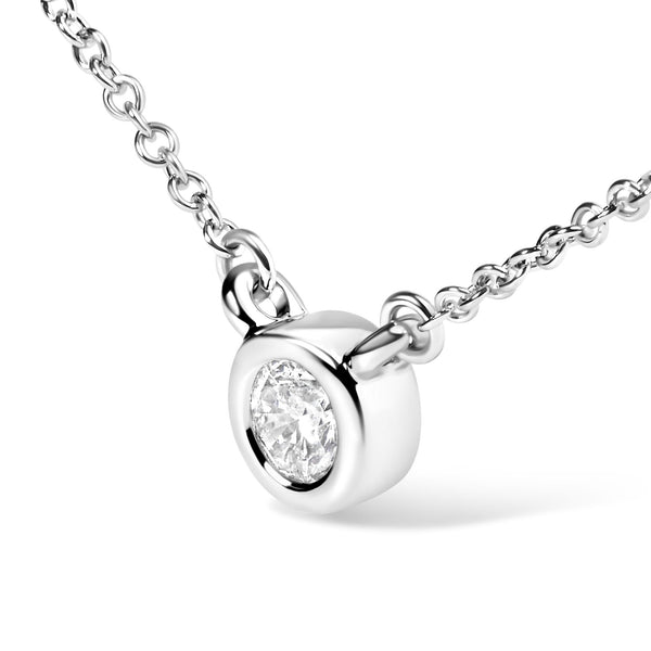 10K White Gold 1/2 Carat Round Brilliant-Cut Diamond Modern Bezel-Set Solitaire 16
