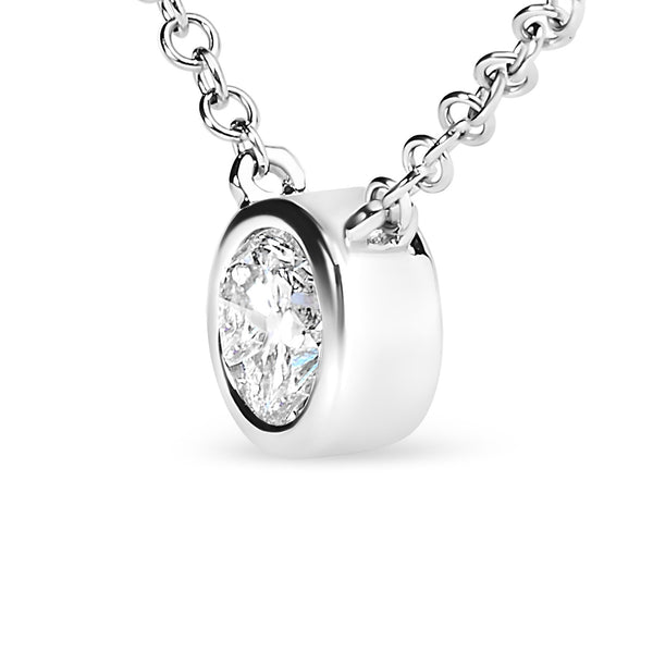 10K White Gold 1/2 Carat Round Brilliant-Cut Diamond Modern Bezel-Set Solitaire 16