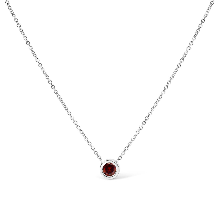 14K White Gold 1/2 Cttw Red Lab Grown Diamond Bezel-Set Solitaire 18