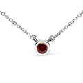 14K white gold necklace with 1 bezel-set red lab grown diamond stone