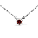 14K white gold necklace with 1 bezel-set red lab grown diamond stone thumbnail 1