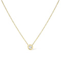10K yellow gold necklace with 1 round bezel-set diamond stone