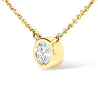 10K Yellow Gold 1/2 Carat Round Brilliant-Cut Diamond Modern Bezel-Set Solitaire 16