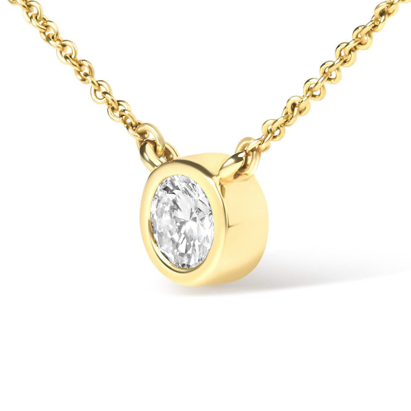 10K Yellow Gold 1/2 Carat Round Brilliant-Cut Diamond Modern Bezel-Set Solitaire 16