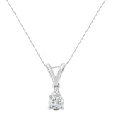 10K White Gold 1/5 cttw Diamond Pear Pendant Necklace (H-I, SI1-SI2)-1 thumbnail 2