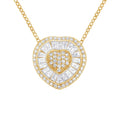 10K yellow gold necklace with heart diamond stones outlining the pendant