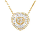 10K yellow gold necklace with heart diamond stones outlining the pendant thumbnail 1
