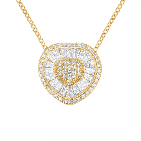 10KT Yellow Gold Diamond Heart Pendant Necklace (1/2 cttw, H-I Color, I1-I2 Clarity)-0