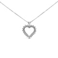 925 sterling silver necklace with heart diamond stones in open heart pendant