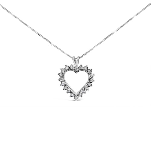 .925 Sterling Silver 1/4 Cttw Miracle Set Diamond Open Heart 18