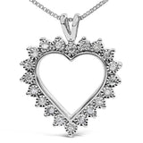 .925 Sterling Silver 1/4 Cttw Miracle Set Diamond Open Heart 18