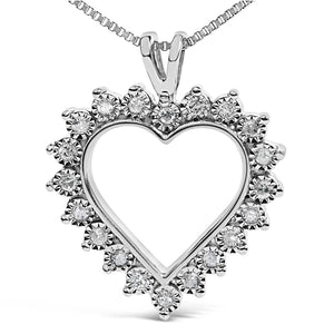 .925 Sterling Silver 1/4 Cttw Miracle Set Diamond Open Heart 18