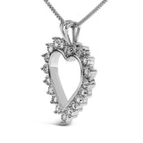 .925 Sterling Silver 1/4 Cttw Miracle Set Diamond Open Heart 18