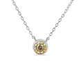 925 sterling silver necklace with bezel-set champagne diamond solitaire pendant