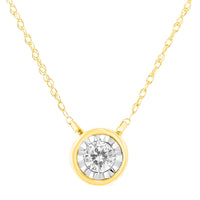10K Gold Round Brilliant-Cut Diamond Modern Bezel-Set Solitaire Pendant Necklace (J-K Color, I2-I3 Clarity) - 16