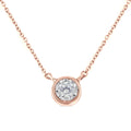 10K gold necklace with 1 round diamond stone in bezel setting