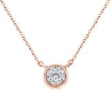 10K gold necklace with 1 round diamond stone in bezel setting thumbnail 1