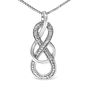 925 Sterling Silver Diamond Accent Interlocking Infinity Pendant Necklace (H-I Color, I2-I3 Clarity) - 18