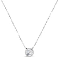 AGS Certified 10K Gold Bezel Set Round Diamond Solitaire 16-18