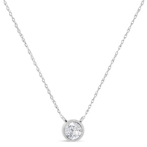 AGS Certified 10K Gold Bezel Set Round Diamond Solitaire 16-18