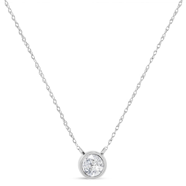 AGS Certified 10K Gold Bezel Set Round Diamond Solitaire 16-18