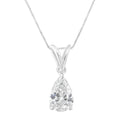 10K white gold necklace with one pear diamond stone on a drop bail