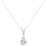IGI certified 10K White Gold 1/2 cttw Diamond Pear Pendant Necklace (I-J, I1)-1 thumbnail 2