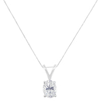 IGI Certified 10K White Gold 3/8 cttw Prong Set Diamond Oval Pendant Necklace (I-J Color, I1 Clarity) - Size 18