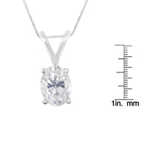 IGI Certified 10K White Gold 3/8 cttw Prong Set Diamond Oval Pendant Necklace (I-J Color, I1 Clarity) - Size 18