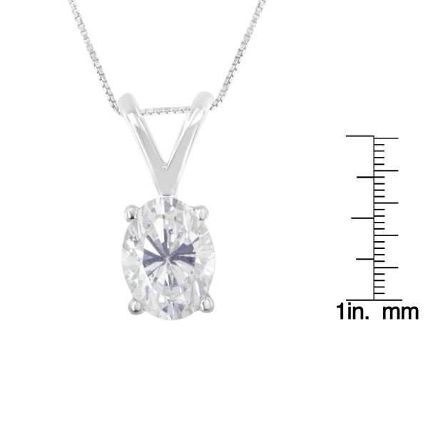 IGI Certified 10K White Gold 3/8 cttw Prong Set Diamond Oval Pendant Necklace (I-J Color, I1 Clarity) - Size 18