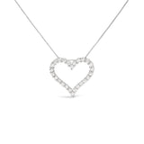 925 sterling silver necklace with heart diamond open heart pendant thumbnail 1