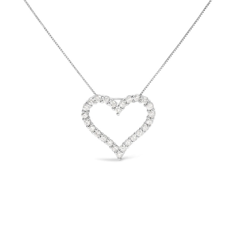 .925 Sterling Silver 2.0 Cttw Diamond Open Heart 18