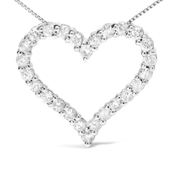 .925 Sterling Silver 2.0 Cttw Diamond Open Heart 18
