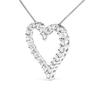 .925 Sterling Silver 2.0 Cttw Diamond Open Heart 18